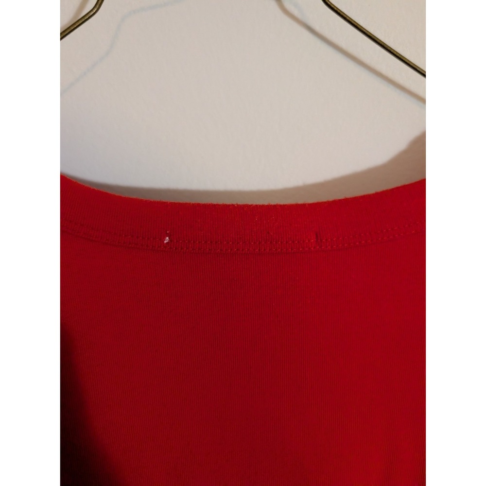 Pink Rose T-Shirt Women's L Red Short Sleeve Crew Neck Knit Solid Crop Top - Picture 4 of 6